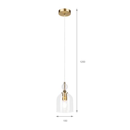 Luster na sajli VELARE 1xE27/15W/230V zlatna/prozirna