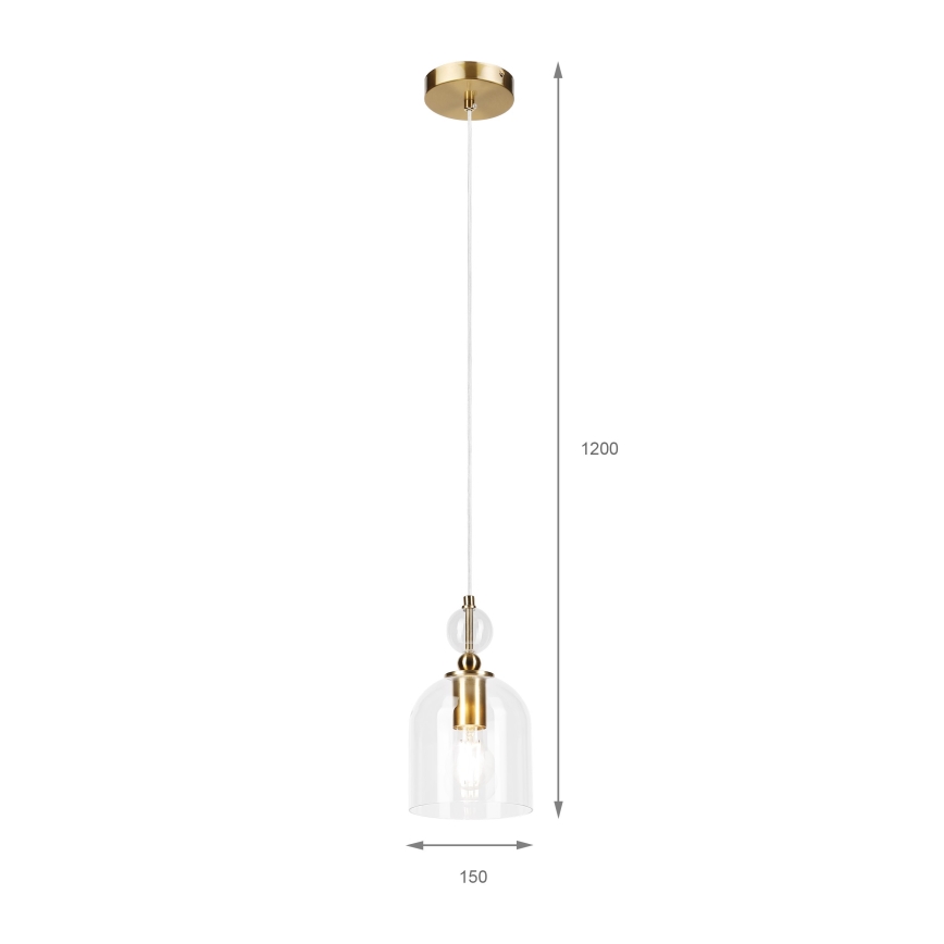 Luster na sajli VELARE 1xE27/15W/230V zlatna/prozirna