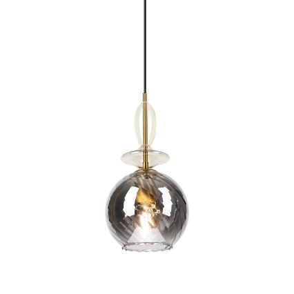 Luster na sajli VELLO 1xE27/15W/230V crna/zadimljeno bež/crna