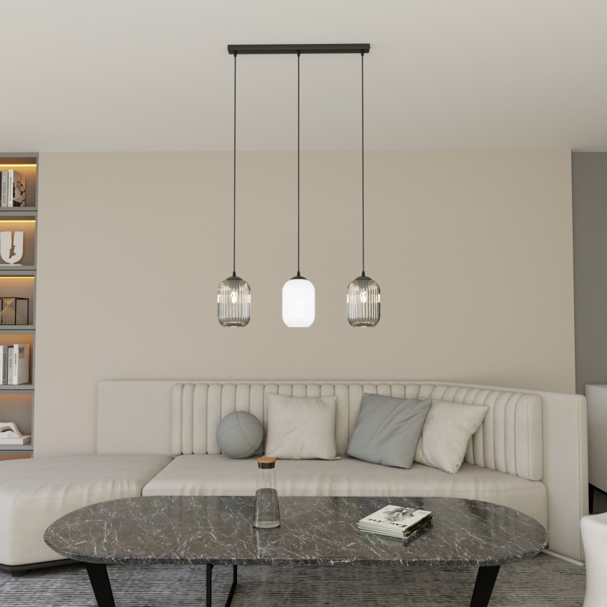 Luster na sajli VERDI 3xE27/15W/230V crna/siva/bela