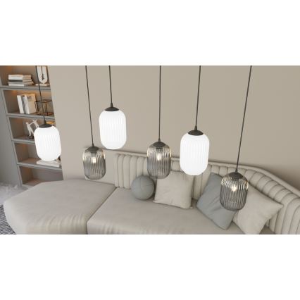 Luster na sajli VERDI 3xE27/15W/230V crna/siva/bela