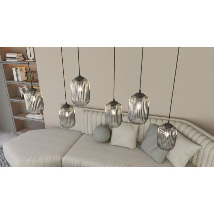 Luster na sajli VERDI 3xE27/15W/230V crna/siva