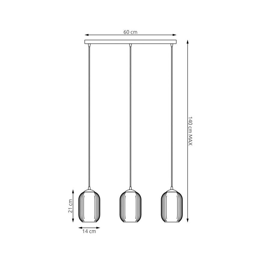 Luster na sajli VERDI 3xE27/15W/230V crna/siva