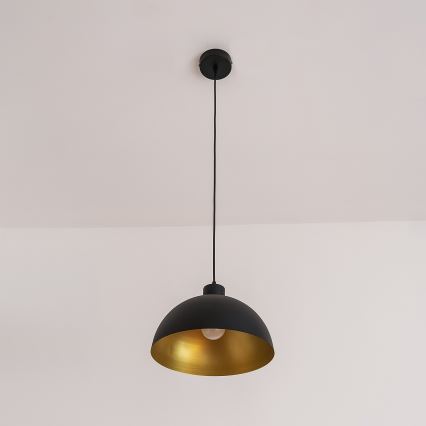 Luster na sajli VESPER 1xE27/15 W/230 V, prečnik 30 cm, crna/zlatna