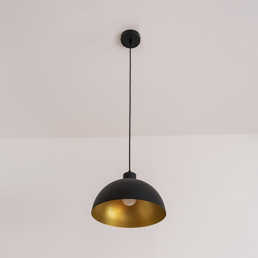 Luster na sajli VESPER 1xE27/15 W/230 V, prečnik 30 cm, crna/zlatna