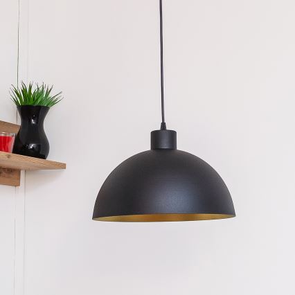 Luster na sajli VESPER 1xE27/15 W/230 V, prečnik 30 cm, crna/zlatna