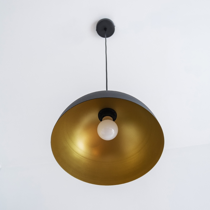Luster na sajli VESPER 1xE27/15 W/230 V, prečnik 30 cm, crna/zlatna