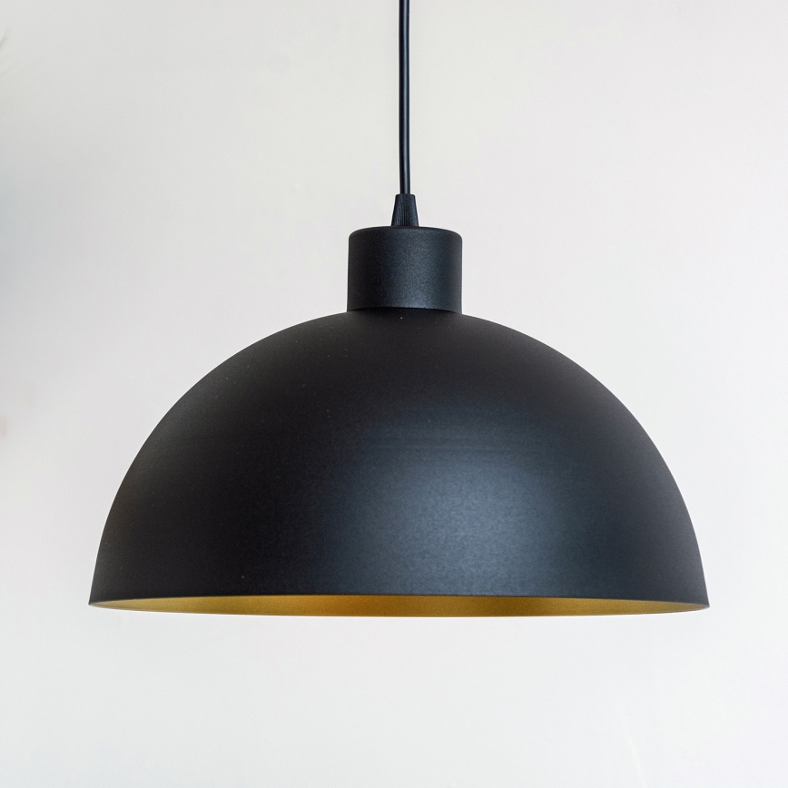 Luster na sajli VESPER 1xE27/15 W/230 V, prečnik 30 cm, crna/zlatna