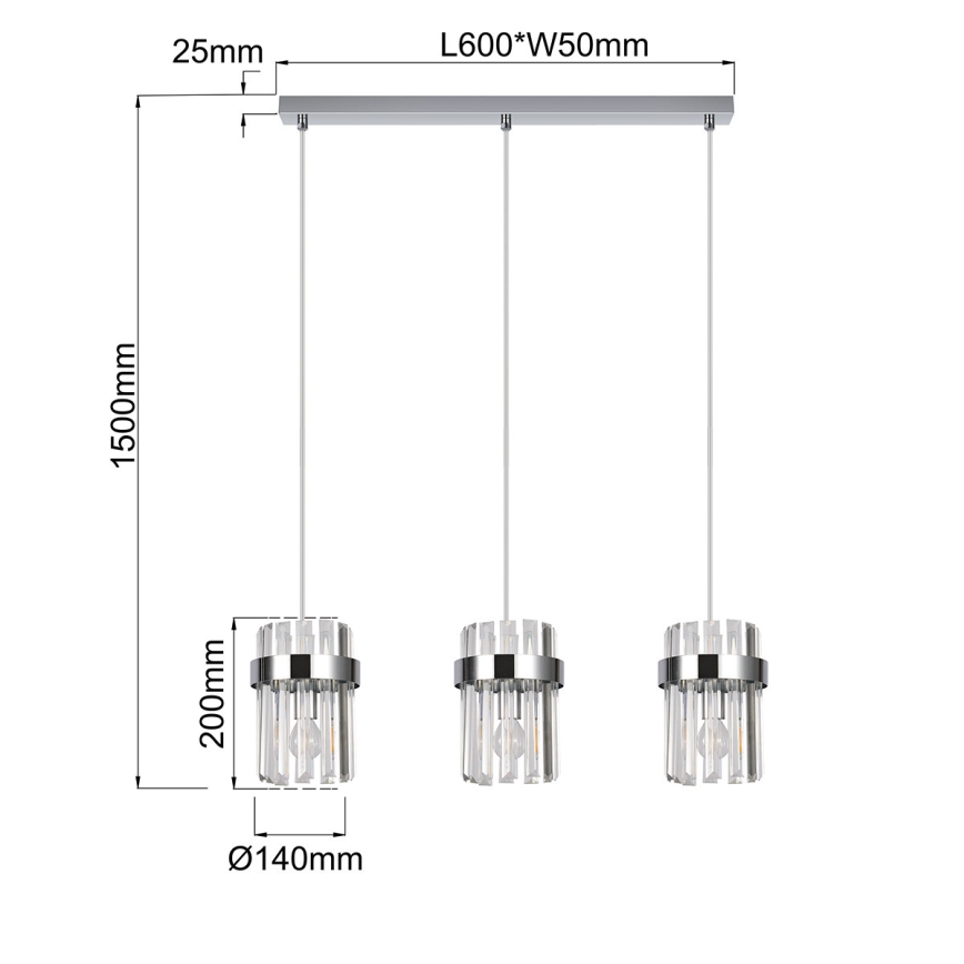 Luster na sajli VETRO 3xE14/10W/230V sjajni hrom