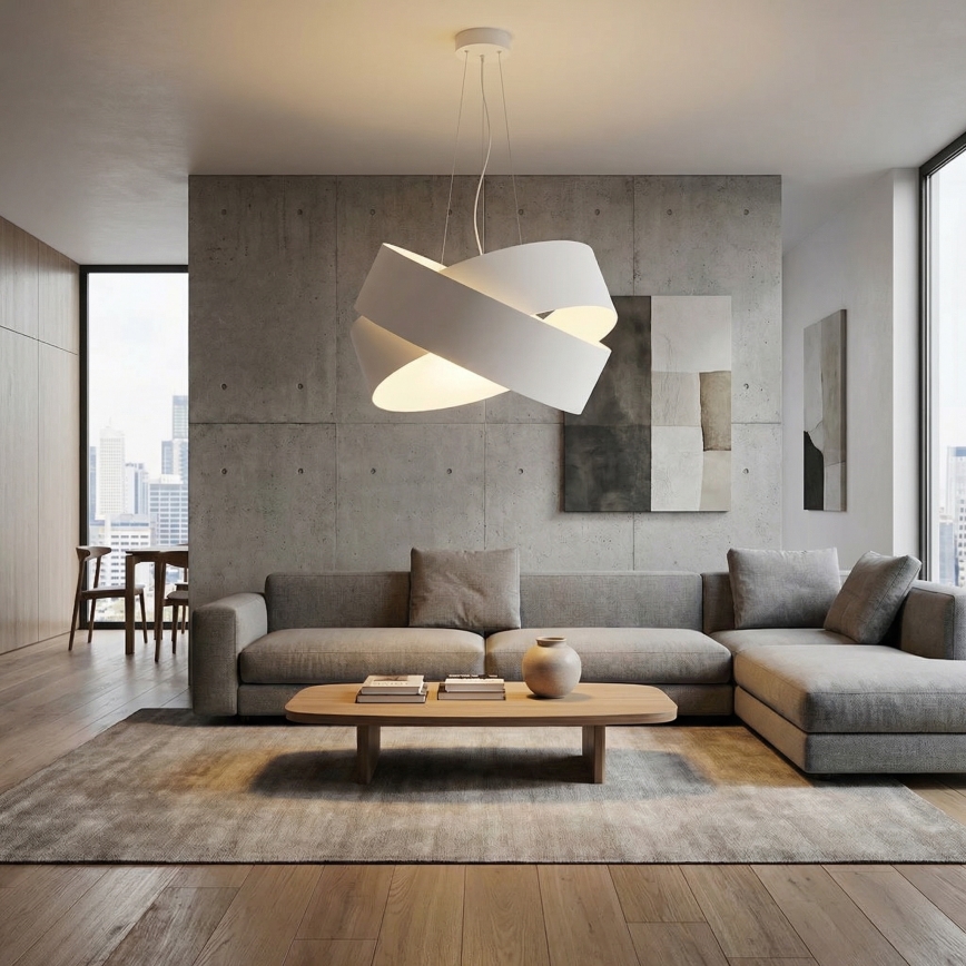 Luster na sajli VIENO 3xE27/15W/230V bela