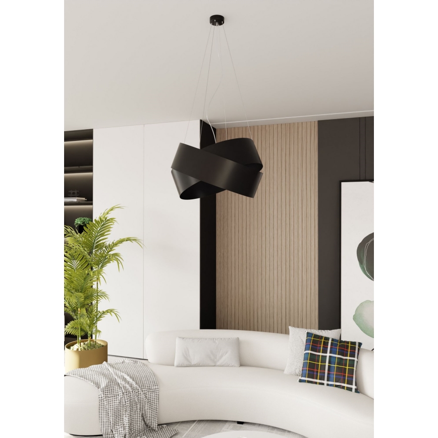 Luster na sajli VIENO 3xE27/15W/230V crni