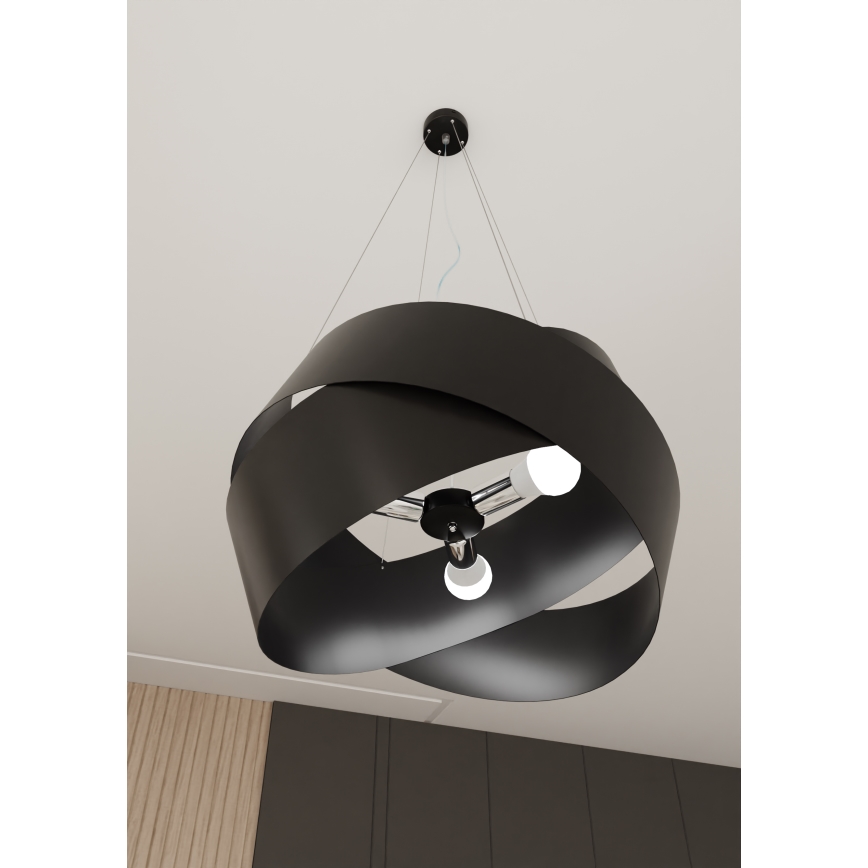 Luster na sajli VIENO 3xE27/15W/230V crni