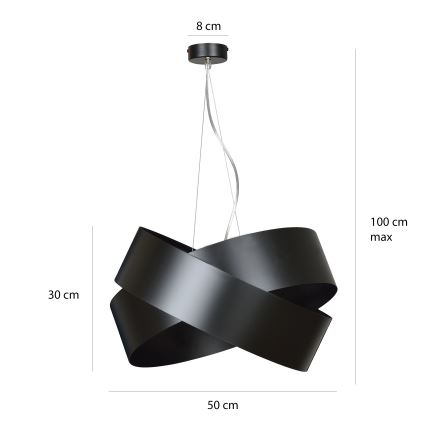 Luster na sajli VIENO 3xE27/15W/230V crni