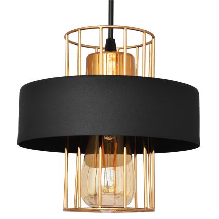 Luster na sajli VOLTA 1xE27/15W/230V crna/ružičasto zlato