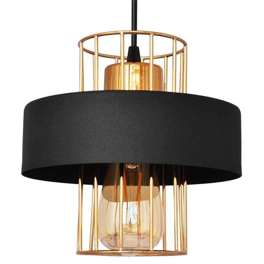 Luster na sajli VOLTA 1xE27/15W/230V crna/ružičasto zlato