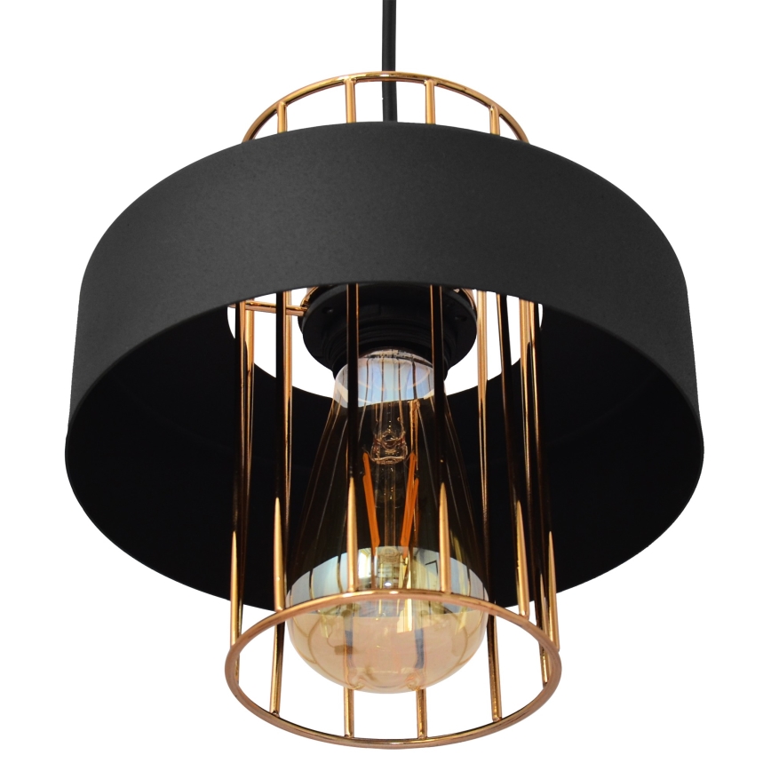 Luster na sajli VOLTA 1xE27/15W/230V crna/ružičasto zlato
