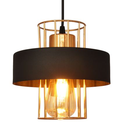 Luster na sajli VOLTA 1xE27/15W/230V crna/ružičasto zlato