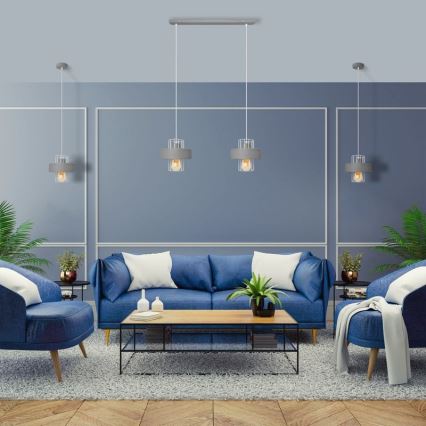 Luster na sajli VOLTA 1xE27/15W/230V siva