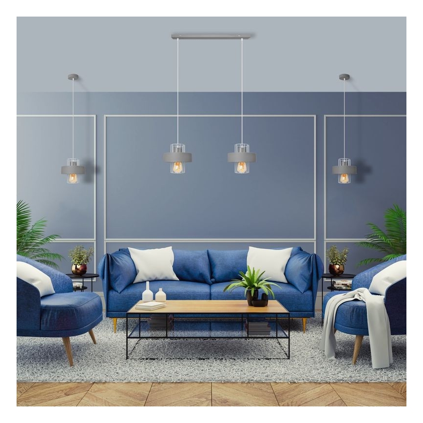 Luster na sajli VOLTA 1xE27/15W/230V siva