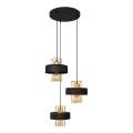 Luster na sajli VOLTA 3xE27/15W/230V crna/roze zlato