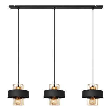 Luster na sajli VOLTA 3xE27/15W/230V crna/roze zlato