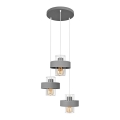 Luster na sajli VOLTA 3xE27/15W/230V prečnik 42 cm siva