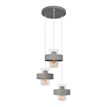 Luster na sajli VOLTA 3xE27/15W/230V prečnik 42 cm siva