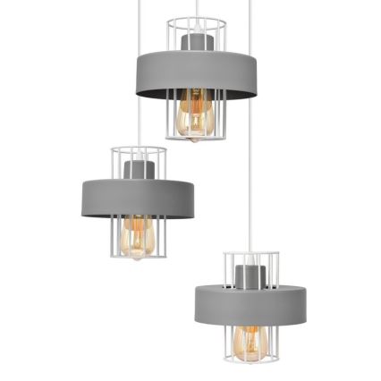 Luster na sajli VOLTA 3xE27/15W/230V prečnik 42 cm siva