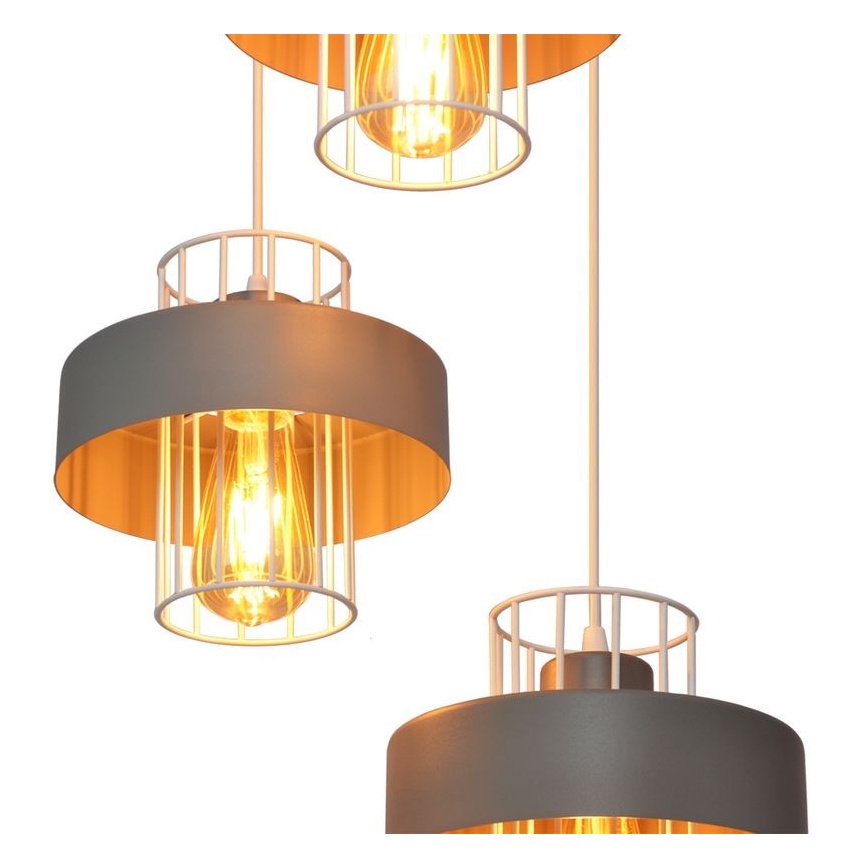 Luster na sajli VOLTA 3xE27/15W/230V prečnik 42 cm siva