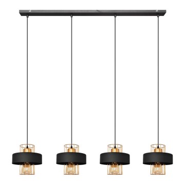 Luster na sajli VOLTA 4xE27/15W/230V crna/roze zlato