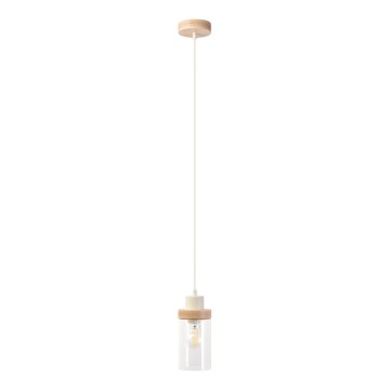 Luster na sajli WOODNEST 1xE27/15W/230V borovina/krem
