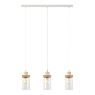 Luster na sajli WOODNEST 3xE27/15W/230V borovina/krem