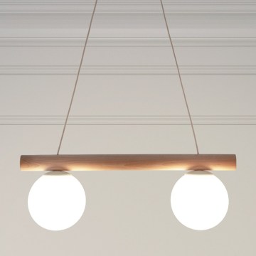 Luster na sajli WOODSTOCK 2xE27/15W/230V drvo/krem