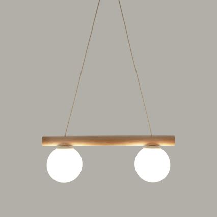 Luster na sajli WOODSTOCK 2xE27/15W/230V drvo/krem