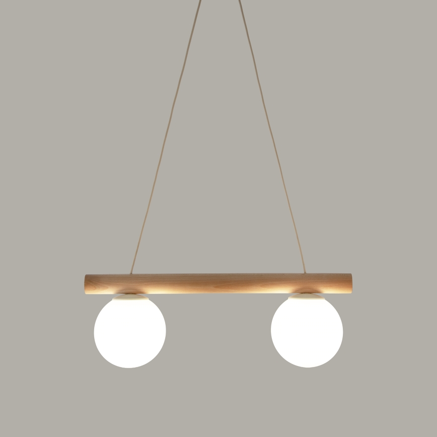 Luster na sajli WOODSTOCK 2xE27/15W/230V drvo/krem