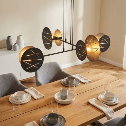 Luster na sajli XOTIC 4xE27/15W/230V crne boje