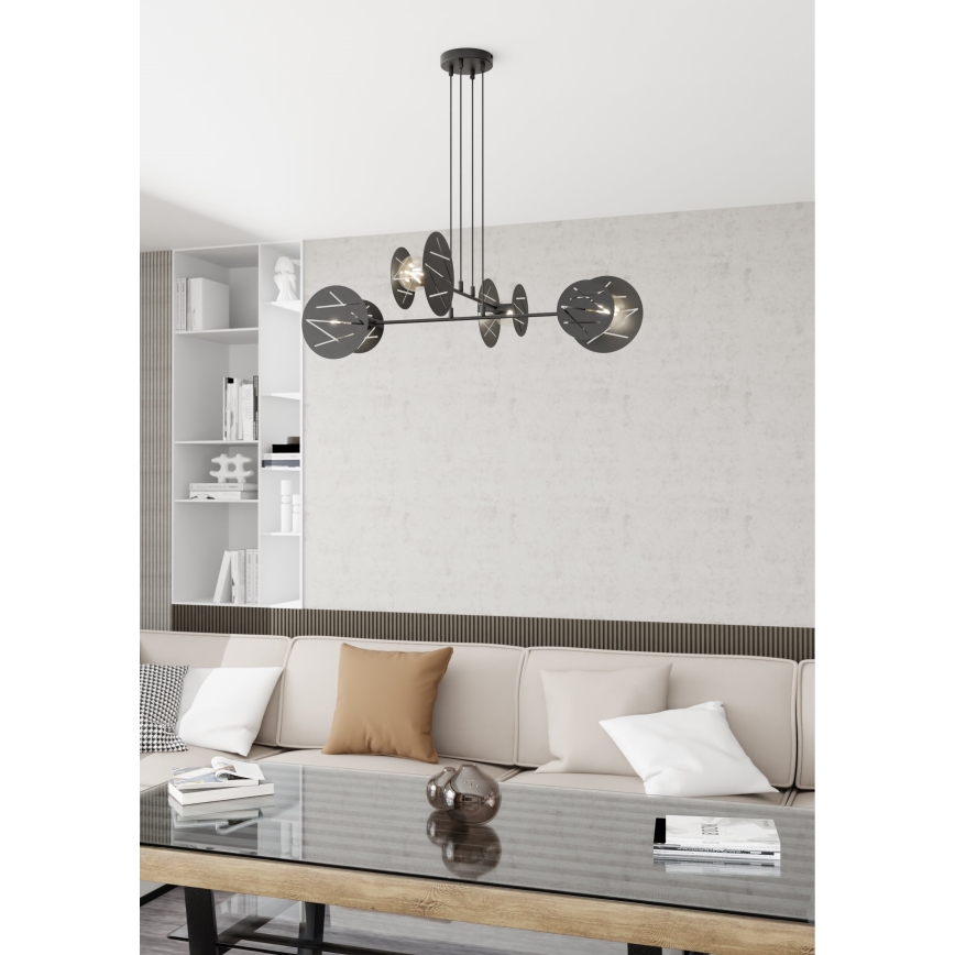 Luster na sajli XOTIC 4xE27/15W/230V crne boje