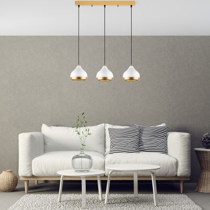 Luster na sajli YILDO 3xE27/40W/230V bela/zlatna