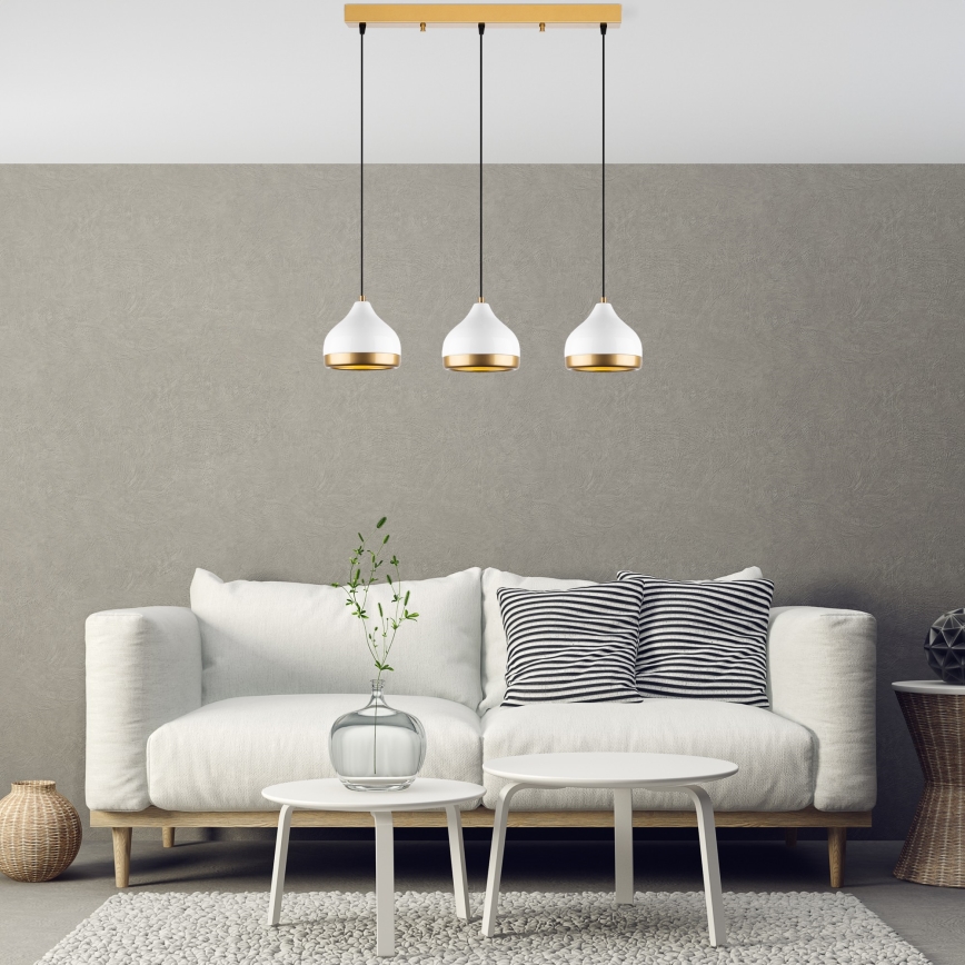 Luster na sajli YILDO 3xE27/40W/230V bela/zlatna