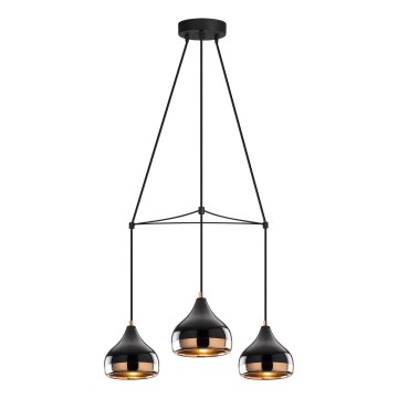 Luster na sajli YILDO 3xE27/40W/230V crna/bakarna