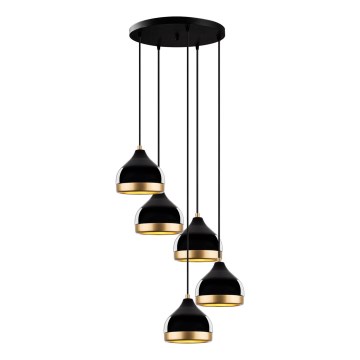 Luster na sajli YILDO 5xE27/40W/230V crna/zlatna