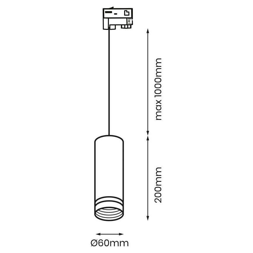 Luster na sajli za 3-fazni šinski sistem PIPE 1xGU10/25W/230V beo