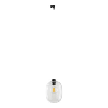 Luster na sajli za jednofazni šinski sistem ELIO 1xE27/15W/230V crna/transparentna