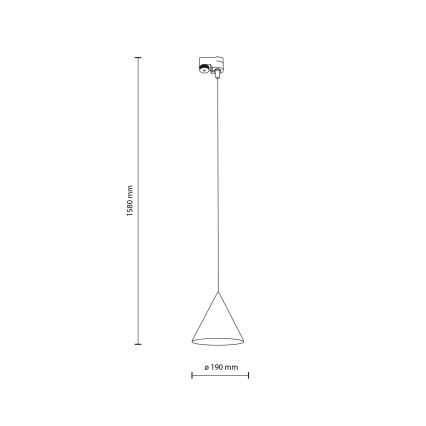 Luster na kablu za 1-fazni šinski sistem CONO 1xE27/15W/230V, crne boje
