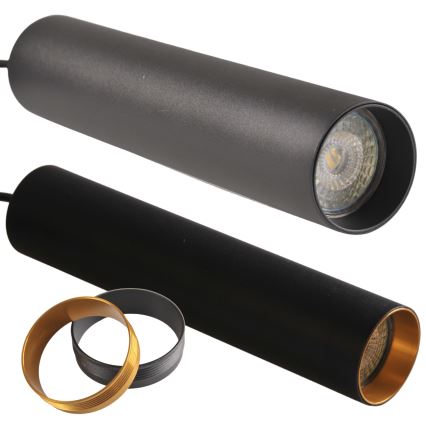 Luster na sajli za šinski sistem MARIBEL, 3x GU10 (10W), 230V + 1 m šinski sistem, crna