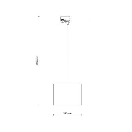 Luster na sajli za jednofazni šinski sistem TRACER 1xE27/15W/230V, prečnika 38 cm, crne boje
