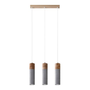 Luster na sajli ZANE 3xGU10/40W/230V beton/breza/buk