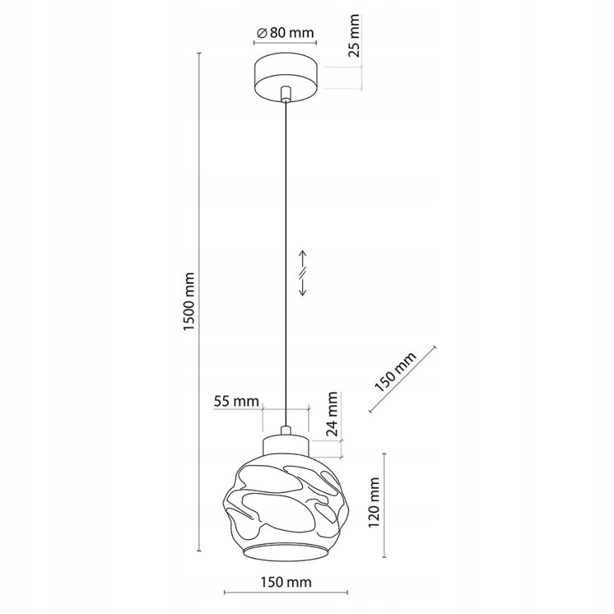 Luster na sajli ZULIA 1xE27/15W/230V crna/zadimljena crna