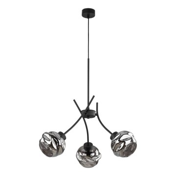 Luster na sajli ZULIA 3xE27/15W/230V crna/dimljena crna