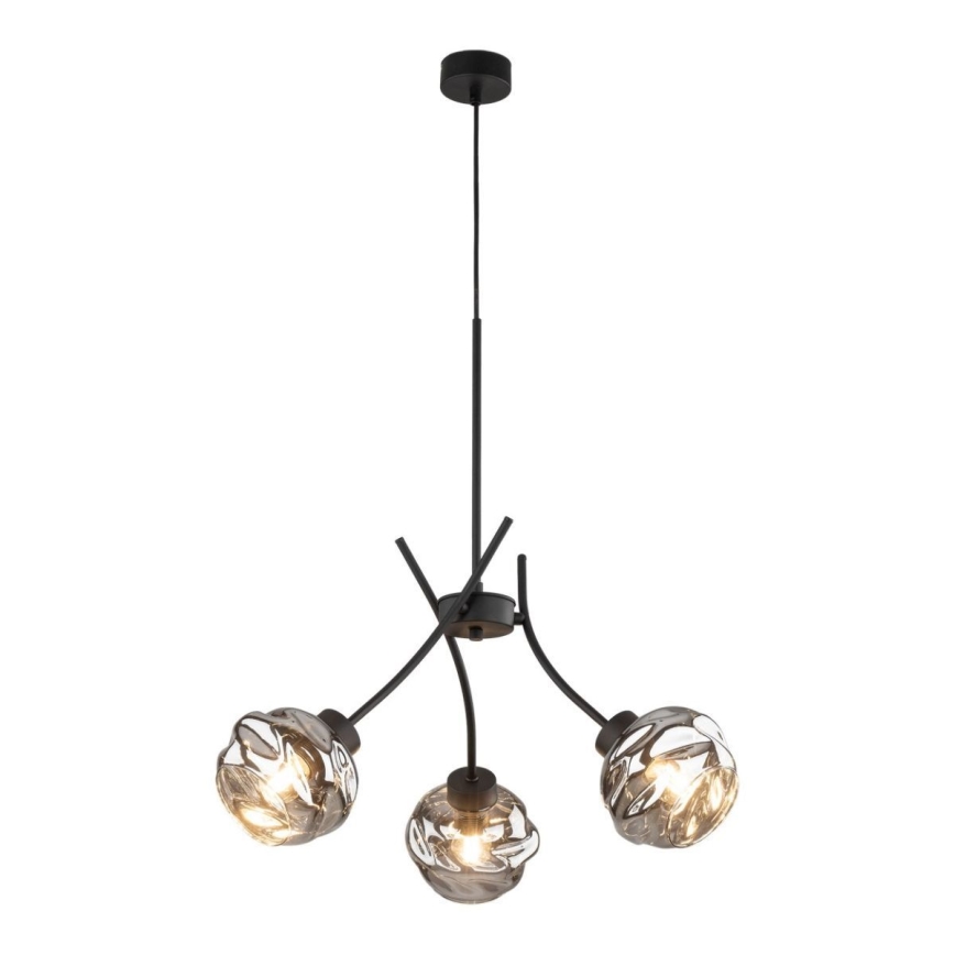 Luster na sajli ZULIA 3xE27/15W/230V crna/dimljena crna